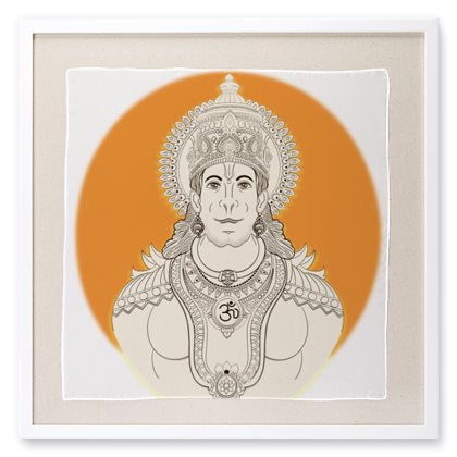 Ethno - Mandala Hanuman - Framed Silk Scarf