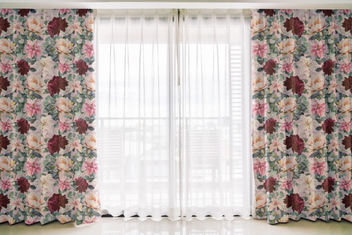 Curtain - Fire rated Black out double layer  -  Winter Bloom