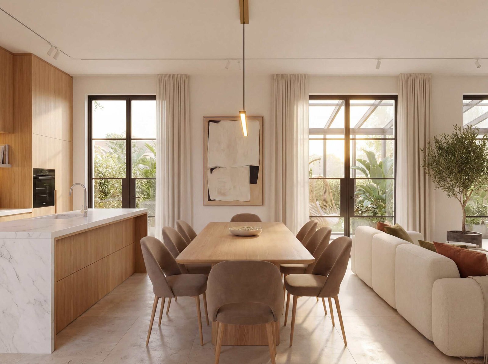 Open Plan — Dining Room with Kitchen Island