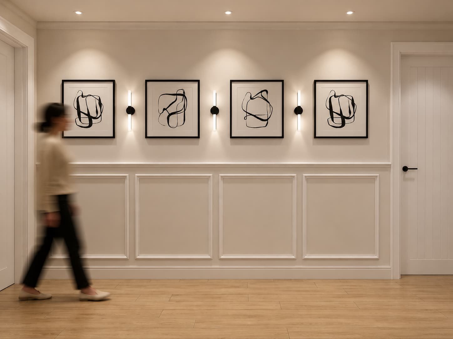Canary Wharf Apartment — Classic Panelled Hallway