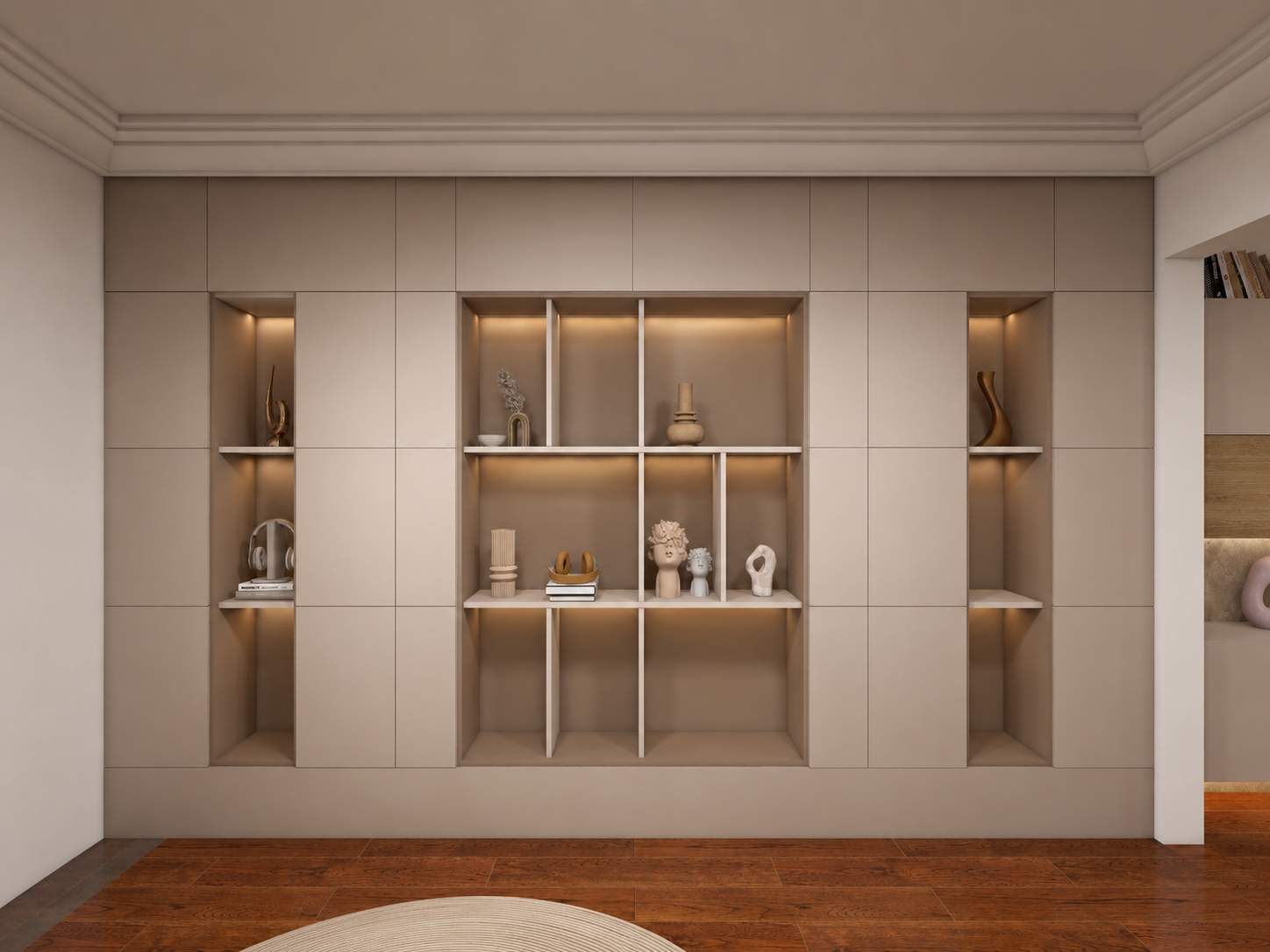 Warm Neutrals Family Home — Built-in Shelving