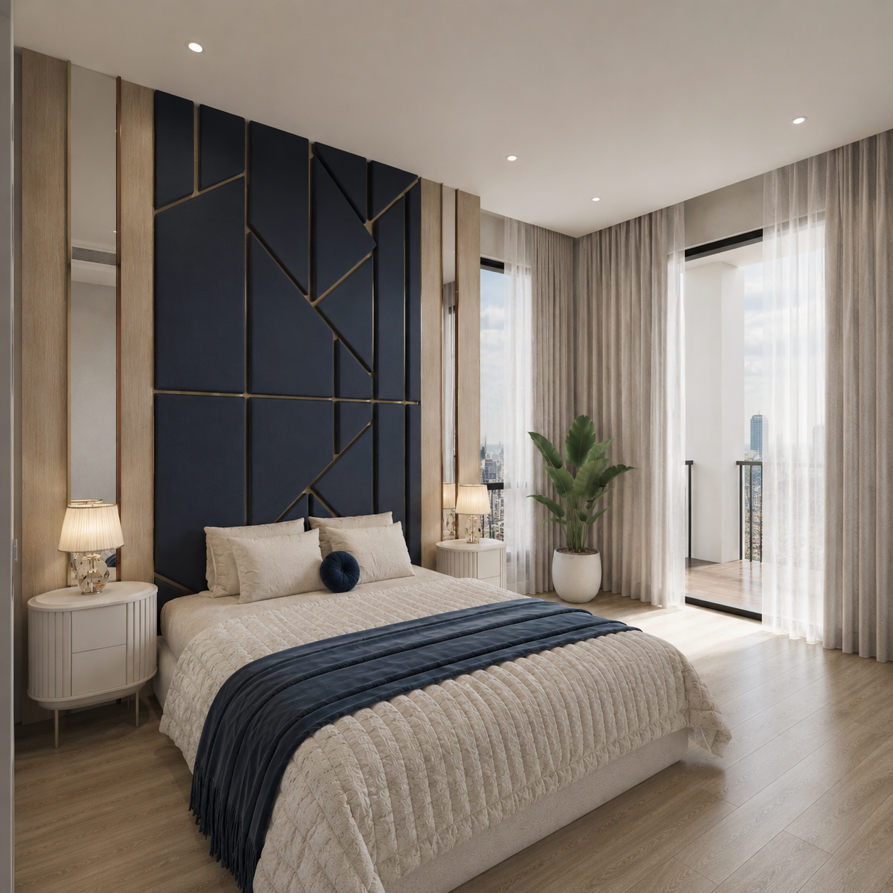 Navy and White Apartment — Dressing Area